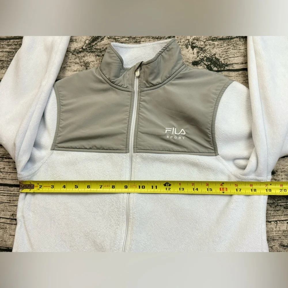 FILA Sport Women's Zip Up Jacket, Mock Neck Soft Fleece, White Gray Size Small - Picture 6 of 13
